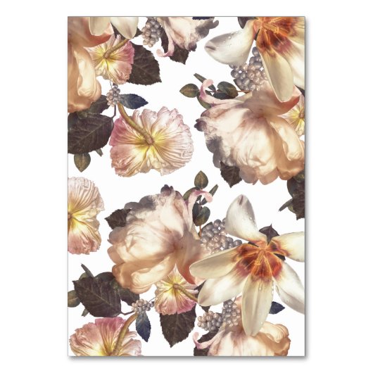 ロマンチックモダンな花のフローラ結婚ズ テーブルナンバー (裏面)