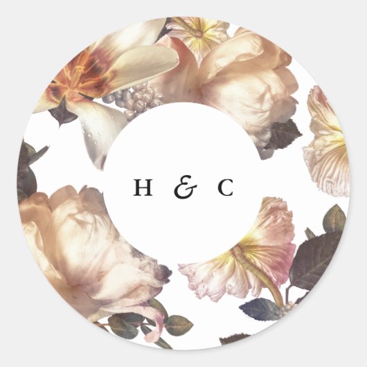 ロマンチックモダンな花のフローラ結婚ズ ラウンドシール (正面)