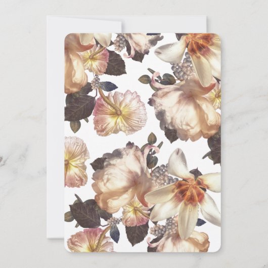 ロマンチックモダンな花フローラ結婚式招待状 招待状 (裏面)