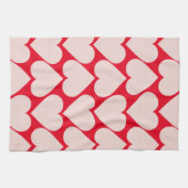 ロマンチックモダンな赤とピンクのハート キッチンタオル (横)