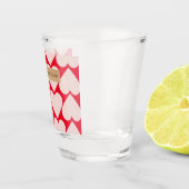 ロマンチックモダンな赤とピンクのハート ショットグラス (右)