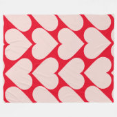 ロマンチックモダンな赤とピンクのハート フリースブランケット (正面(横))