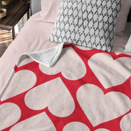 ロマンチックモダンな赤とピンクのハート フリースブランケット