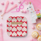 ロマンチックモダンな赤とピンクのハート ペーパープレート (パーティー)