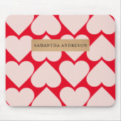 ロマンチックモダンな赤とピンクのハート マウスパッド (正面)