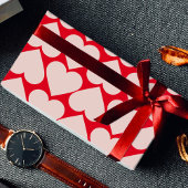 ロマンチックモダンな赤とピンクのハート ラッピングペーパー