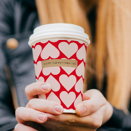 ロマンチックモダンな赤とピンクのハート 紙コップ