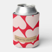 ロマンチックモダンな赤とピンクのハート 缶クーラー (缶正面)