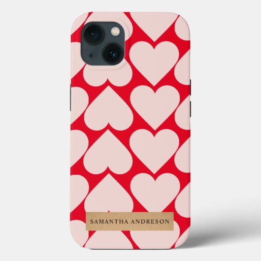 ロマンチックモダンな赤とピンクのハート Case-Mate iPhoneケース (裏面)