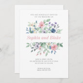 ロマンチックモダンな野シンプル花白結婚の花 招待状 (正面/裏面)