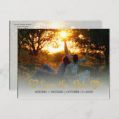 ロマンチックモダンな金の結婚式は日付を除く 案内ポストカード (正面/裏面)