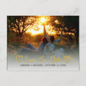 ロマンチックモダンな金の結婚式は日付を除く 案内ポストカード (正面)