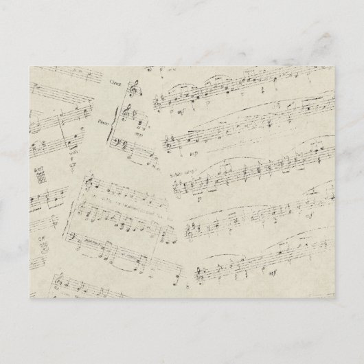 ロマンチックモダンな音楽ノート結婚式は日付を保存 案内ポストカード (裏面)