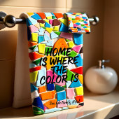 ロマンチックモダンアート幾何学モザイクモノグラム バスタオルセット