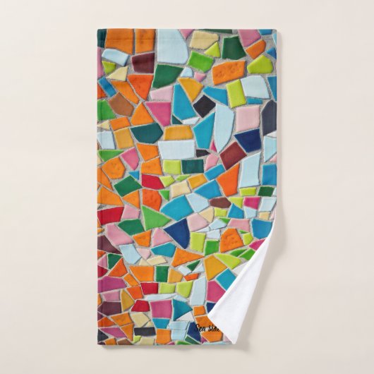 ロマンチックモダンアート幾何学モザイクモノグラム バスタオルセット (ハンドタオル)