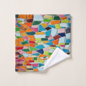 ロマンチックモダンアート幾何学モザイクモノグラム バスタオルセット (ウォッシュタオル)