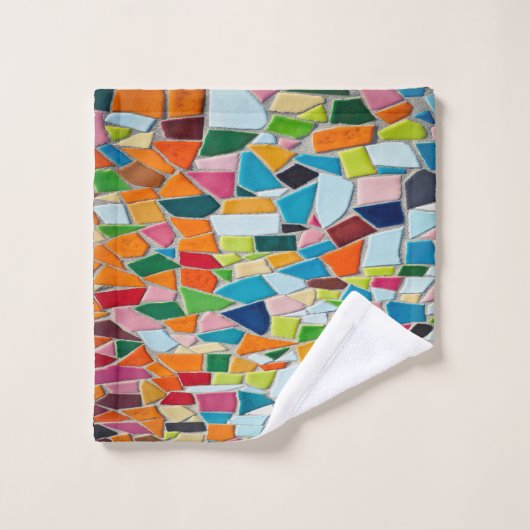 ロマンチックモダンアート幾何学モザイクモノグラム バスタオルセット (ウォッシュタオル)