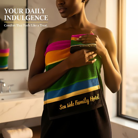 ロマンチックモダンアート幾何学レインボーストライプズ バスタオルセット