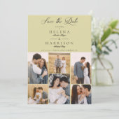 ロマンチックモダンシックなコラージュ6枚の写真カップル セーブザデート (スタンド正面)