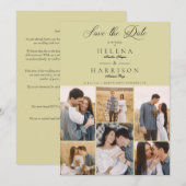 ロマンチックモダンシックなコラージュ6枚の写真カップル セーブザデート (正面/裏面)