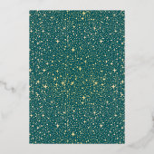 ロマンチックモダンシナ結婚ルのティール（緑がかった色）ブルー金ゴールド 箔招待状 (裏面)