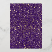 ロマンチックモダンス結婚・シナの紫と金ゴールド 箔招待状 (裏面)