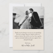 ロマンチックモダンタイポグラフィアイボリーフォトコラージュ サンキューカード (裏面)