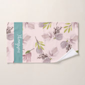 ロマンチックモダンデザインモノグラムピンクとブルー バスタオルセット (ハンドタオル)