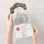 ロマンチックモダンバラガーデンフォトオーバーレイ結婚ズ オールインワン招待状 (貼ってはがせる)