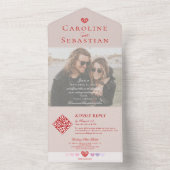 ロマンチックモダンバラ花びらフォトオーバーレイ結婚ズ オールインワン招待状 (内側)