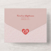 ロマンチックモダンバラ花びらフォトオーバーレイ結婚ズ オールインワン招待状 (裏面)