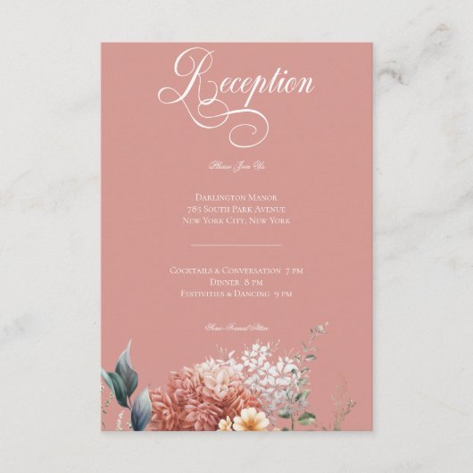 ロマンチックモダンピンクガーデンフローラ披露宴 エンクロージャーカード (正面)