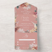 ロマンチックモダンピンクガーデンフローラNo Dinner オールインワン招待状 (内側)