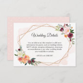 ロマンチックモダンフローラウェディングレセプション詳細 エンクロージャーカード (正面/裏面)