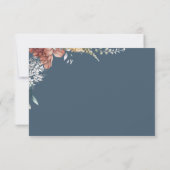 ロマンチックモダンブルーガーデンフローラ結婚ズディナー 出欠カード (裏面)