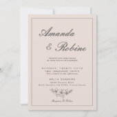 ロマンチックモダン赤面ピンク結婚式招待状 招待状 (正面)