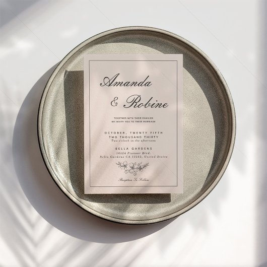 ロマンチックモダン赤面ピンク結婚式招待状 招待状