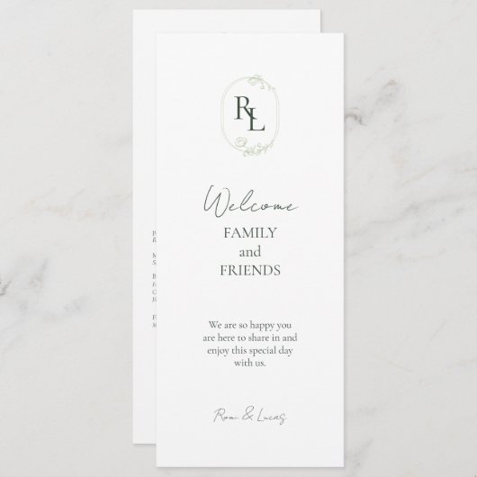 ロマンチックモノグラムのシックイニシャル結婚ズ プログラム (正面/裏面)