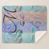 ロマンチックモノグラムのシャビーシックなパステルカラー シェルパブランケット (正面(横))