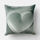 ロマンチックユニークな3Dシルバーハート水色 クッション (裏面)