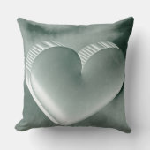 ロマンチックユニークな3Dシルバーハート水色 クッション (正面)