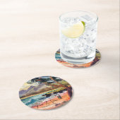 ロマンチック'ラブアットポンダースビーチ'紙コースター ラウンドペーパーコースター (インサイチュ)