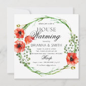 ロマンチックラブクラウンレッドポピー引っ越し祝いパーティー 招待状 (正面)