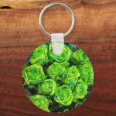 ロマンチックラブグリーンバレンタイングリッターバラ キーホルダー (正面)