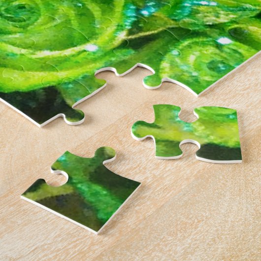 ロマンチックラブグリーンバレンタイングリッターバラ ジグソーパズル (側面)