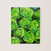 ロマンチックラブグリーンバレンタイングリッターバラ ジグソーパズル (縦)