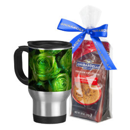 ロマンチックラブグリーンバレンタイングリッターバラ トラベルマグ