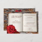 ロマンチックラブストーリーブックウェディング出欠確認カード 招待状 (正面/裏面)