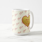 ロマンチックラブタイポグラフィ赤いハートヴァレンティンズデイ コーヒーマグカップ (正面右)