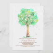 ロマンチックラブツリーウォーターカラーブライダルシャワー 招待状 (正面/裏面)